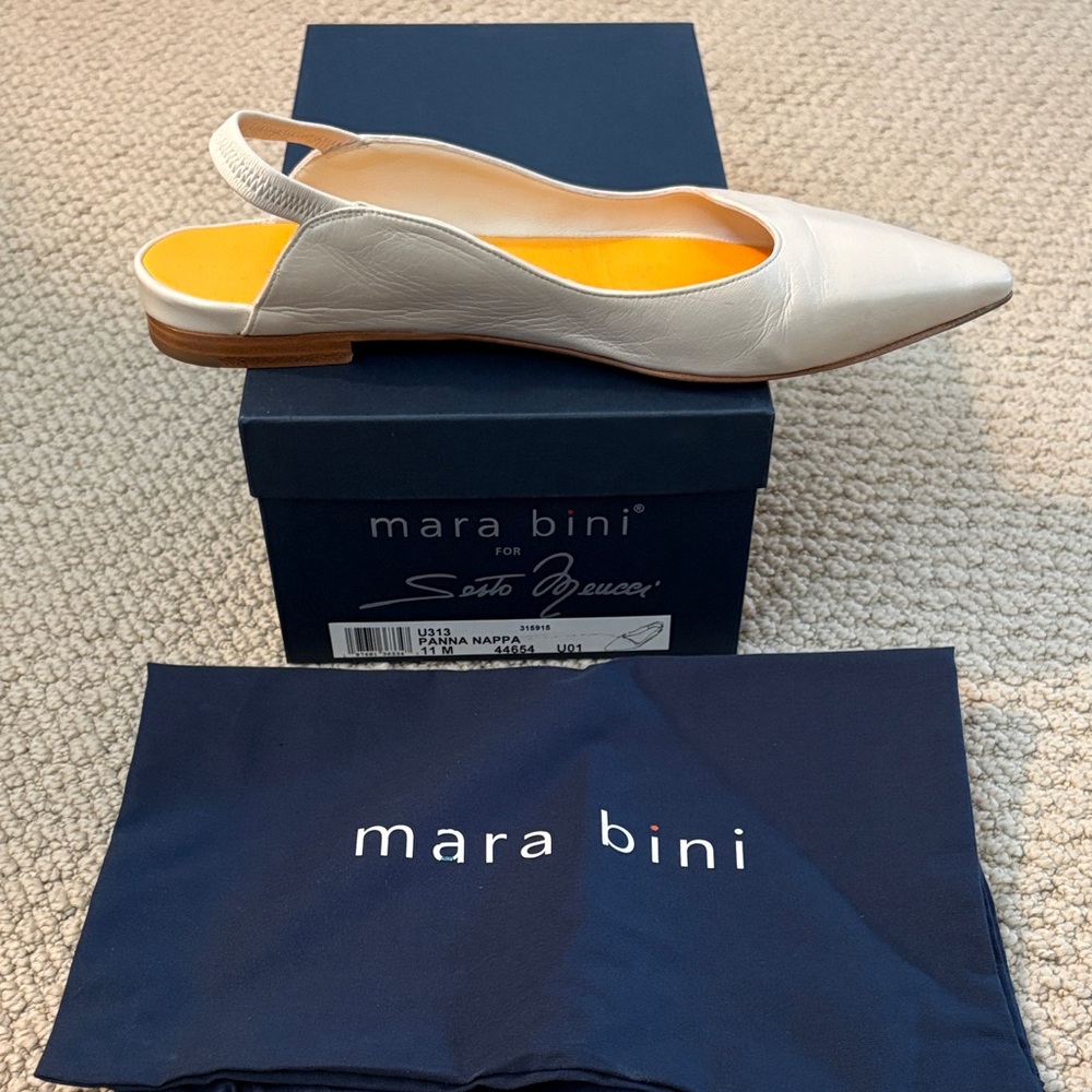 Mara Bini Italian Women's Cream Slingback Flats